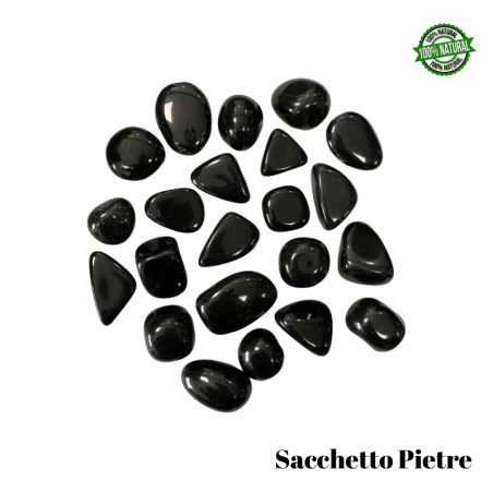 Ossidiana Nera Sacchetto Pietre Burattate (4 Pietre - 50gr.) - Qualità AB