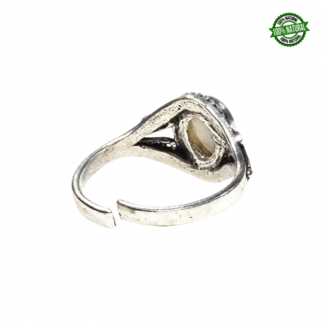 Cristallo di Rocca Anello regolabile in Ottone con Pietra Naturale da 7mm