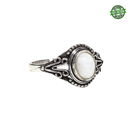 Cristallo di Rocca Anello regolabile in Ottone con Pietra Naturale da 7mm