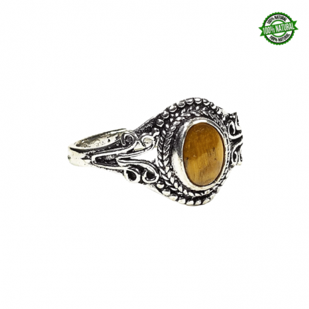 Occhio di Tigre Anello regolabile in Ottone con Pietra Naturale da 7mm
