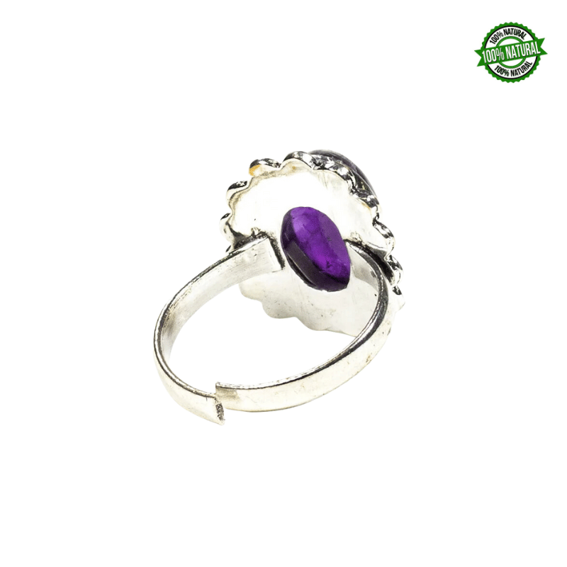 Ametista Anello regolabile in Ottone con Pietra Naturale da 20mm