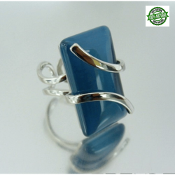 Occhio di Gatto Anello regolabile placcato rodio con Pietra Naturale