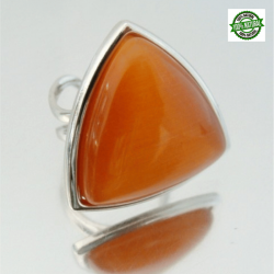 Occhio di Gatto Anello regolabile placcato rodio con Pietra Naturale