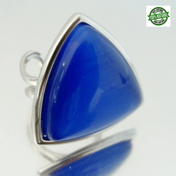 Occhio di Gatto Anello regolabile placcato rodio con Pietra Naturale