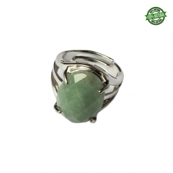 Avventurina Verde Sfaccettata Anello regolabile in Metallo con Pietra Naturale Ovale
