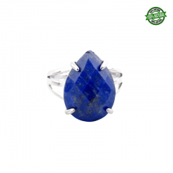Lapislazzuli Sfaccettato Anello regolabile in Metallo con Pietra Naturale a Goccia (± 20 x 10mm)