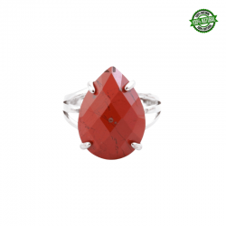 Diaspro Rosso Sfaccettato Anello regolabile in Metallo con Pietra Naturale a Goccia