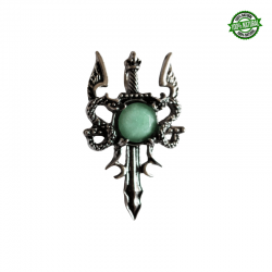 Avventurina Verde Pendente Spada metallo con Pietra Naturale Sfaccettata - (47 x 29mm)