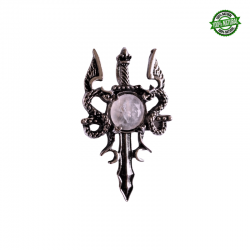 Quarzo Rosa Pendente Spada metallo con Pietra Naturale Sfaccettata - (47 x 29mm)