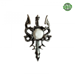 Howlite Bianca Pendente Spada metallo con Pietra Naturale Sfaccettata - (47 x 29mm)