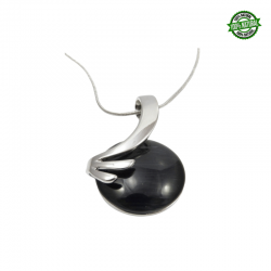 Occhio di Gatto Collana placcata Rodio con Pietra Naturale