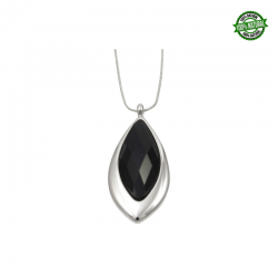 Occhio di Gatto Collana placcata Rodio con Pietra Naturale