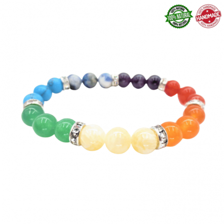 Braccialetto 7 Chakra con Vetrini Perline Pietra naturale da 8mm