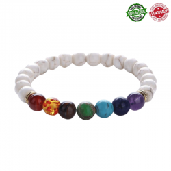 Braccialetto Howlite e Pietre 7 Chakra perle in pietra naturale da 8mm