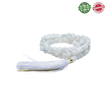 Mala Tibetano 108 perle Pietra di Luna Bianca da 6mm in pietra naturale - Qualità AA