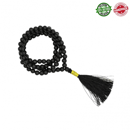 Mala Tibetano 108 perle Shungite da 8mm in pietra naturale - Qualità AA
