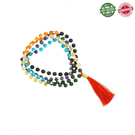 Mala Tibetano 108 perle dei 7 chakra da 8mm in pietra naturale - Qualità A