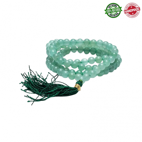 Mala Tibetano 108 perle Avventurina Verde da 6mm in pietra naturale - Qualità AA