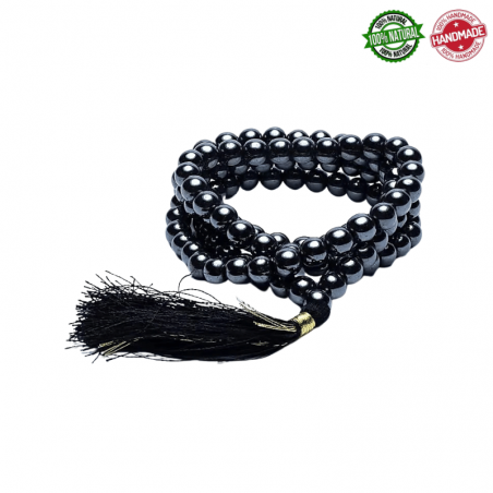 Mala Tibetano 108 perle Ematite da 7mm in pietra naturale - Qualità AA