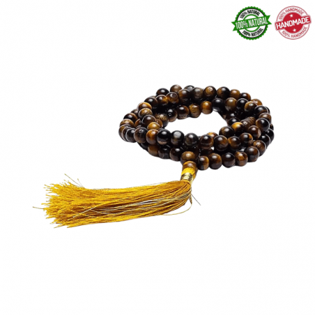 Mala Tibetano 108 perle Occhio di Tigre da 7mm in pietra naturale - Qualità AA