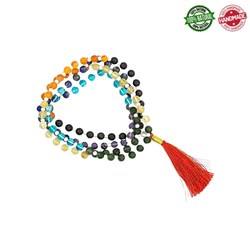 Mala Tibetano 108 Perle 7 Chakra in Pietra Naturale da 6 mm  Qualità A