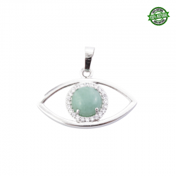 Avventurina Verde Pendente Occhio di metallo e Zirconi Bianchi con Pietra Naturale - (22 x 33mm)