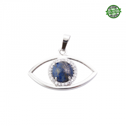 Lapislazzuli Pendente Occhio di metallo e Zirconi Bianchi con Pietra Naturale - (22 x 33mm)