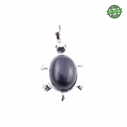 Onice Nero Pendente Pietra Naturale e Tartaruga in Metallo - (34 x 22mm)