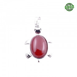 Corniola Pendente Pietra Naturale e Tartaruga in Metallo - (34 x 22mm)
