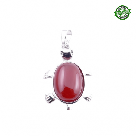 Corniola Pendente Pietra Naturale e Tartaruga in Metallo - (34 x 22mm)
