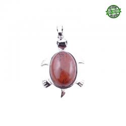 Diaspro Sardo Pendente Pietra Naturale e Tartaruga in Metallo - (34 x 22mm)
