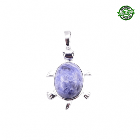 Sodalite Pendente Pietra Naturale e Tartaruga in Metallo - (34 x 22mm)