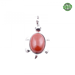 Diaspro Rosso Pendente Pietra Naturale e Tartaruga in Metallo - (34 x 22mm)
