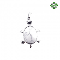 Howlite Pendente Pietra Naturale e Tartaruga in Metallo - (34 x 22mm)