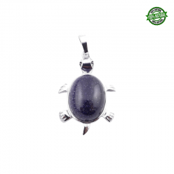 Avventurina Blu Pendente Pietra Naturale e Tartaruga in Metallo - (34 x 22mm)