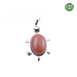 Avventurina Dorata Pendente Pietra Naturale e Tartaruga in Metallo - (34 x 22mm)