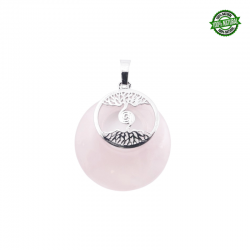 Quarzo Rosa e Albero della Vita Pendente in Pietra Naturale - (± 28mm)