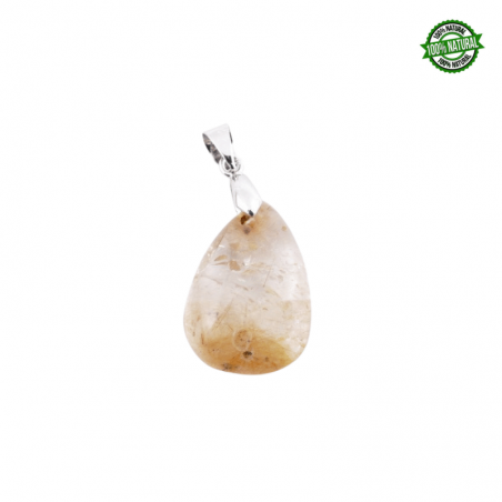 Pendente Quarzo Rutilato Pietra Naturale con Gancio in Metallo