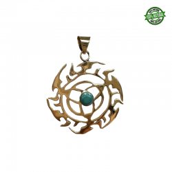 Pendente in Bronzo tondo con pietra semipreziosa - 4cm