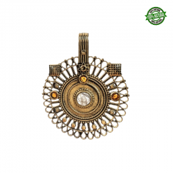 Pendente in Bronzo tondo con pietre dure - 4cm