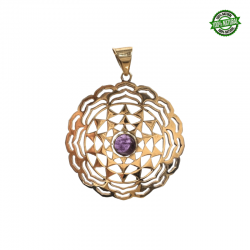 Pendente in Bronzo tondo con pietra semipreziosa - 4cm