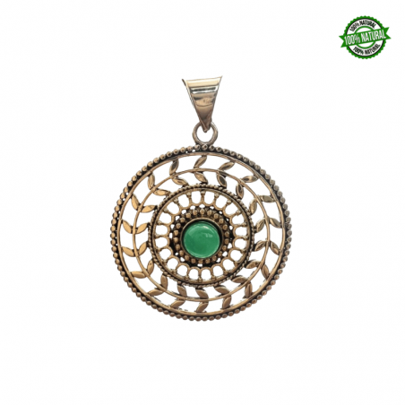 Pendente in Bronzo tondo con pietra semipreziosa - 3,5cm