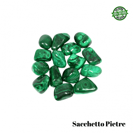Malachite Sacchetto Pietre Burattate (2 Pietre - 50gr.) - Qualità AA