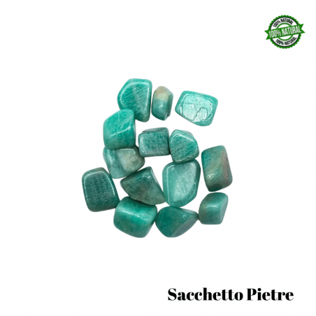Amazzonite Sacchetto Pietre Burattate (9 Pietre - 50gr.) - Qualità A