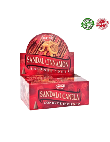 Sandalo & Cannella 10 Coni Incenso Hem Sandal Cinnamon Masala con supporto