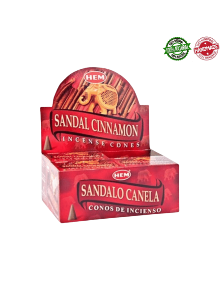 Sandalo & Cannella 10 Coni Incenso Hem Sandal Cinnamon Masala con supporto