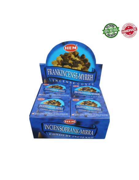 Franchincenso & Mirra 10 Coni Incenso Hem Frankincense & Myrrh Masala con supporto