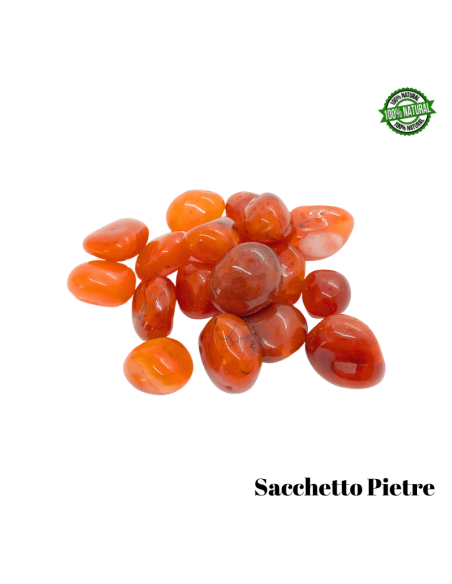 Corniola Rosso Arancio Sacchetto Pietre Burattate (9/10 Pietre - 50gr.) - Qualità A