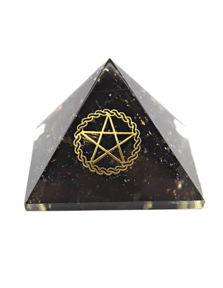 Tormalina Nera Piramide Orgonite con Pentacolo - (40x 60x 60mm)