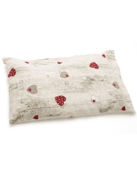 Cuscino con semi di lino - (32 x 19cm) - (650 - 780gr.) - Cuori su legno